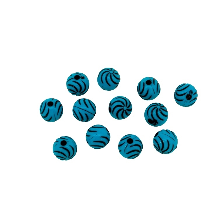 COLOR WASHED PLASTIC BEADS - BALL SPIRAL 02 - 10mm BLUE AND BLACK - PACKAGE 500g Hole-2.4mm (880pcs.)