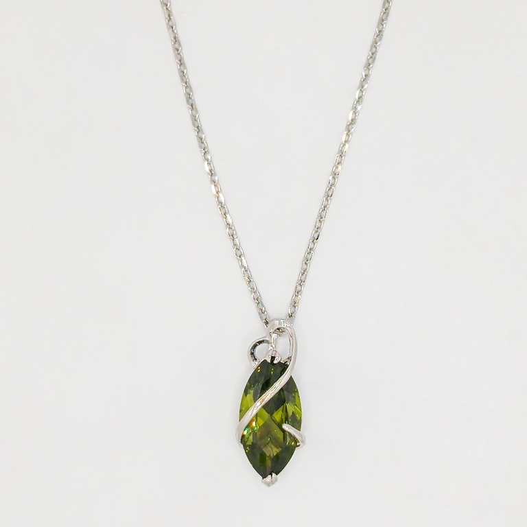 JEWELRY - NECKLACE - STAINLESS STEEL AND ZIRCON - PENDANT К072-06 - 1.2x2.8cm NICKEL-GREEN - PACKAGE 6pcs.