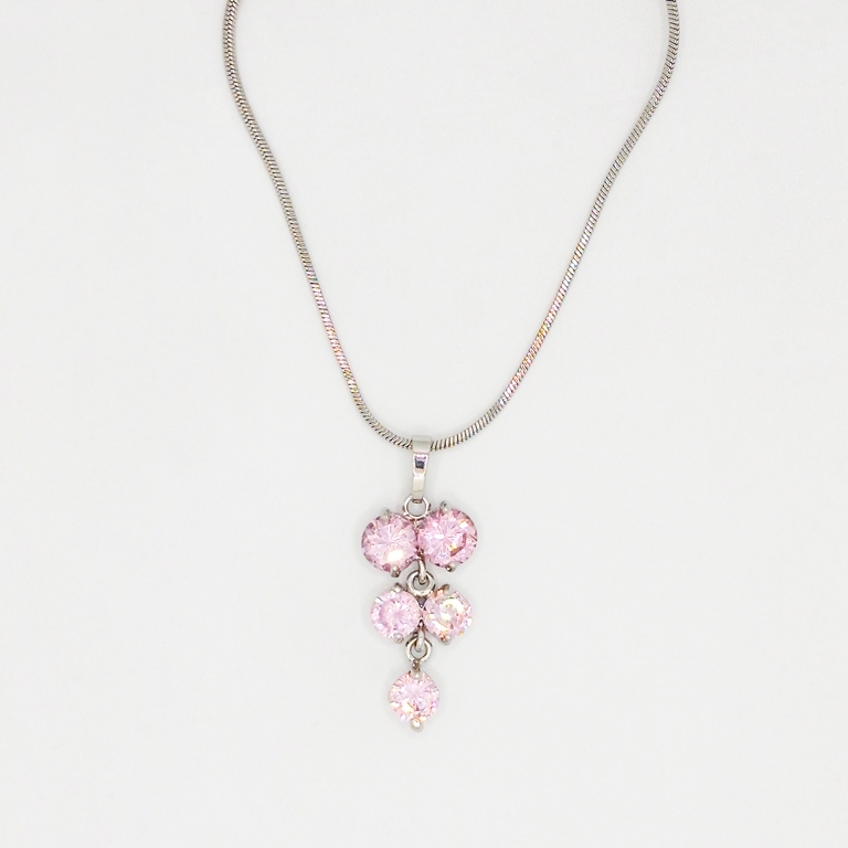 JEWELRY - NECKLACE - STAINLESS STEEL AND ZIRCON - GRAPES К079-09 - 1.4x3.0cm NICKEL-PINK - PACKAGE 6pcs.