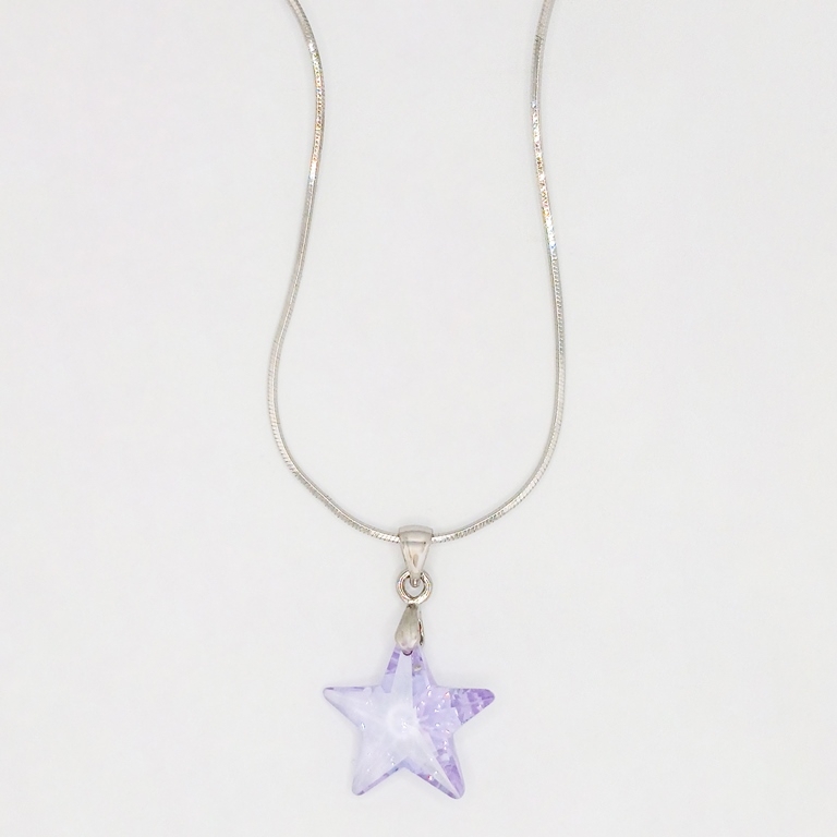 JEWELRY - NECKLACE - STAINLESS STEEL AND ZIRCON - STAR К065-03 - 2.0x2.8cm NICKEL-PURPLE - PACKAGE 6pcs.