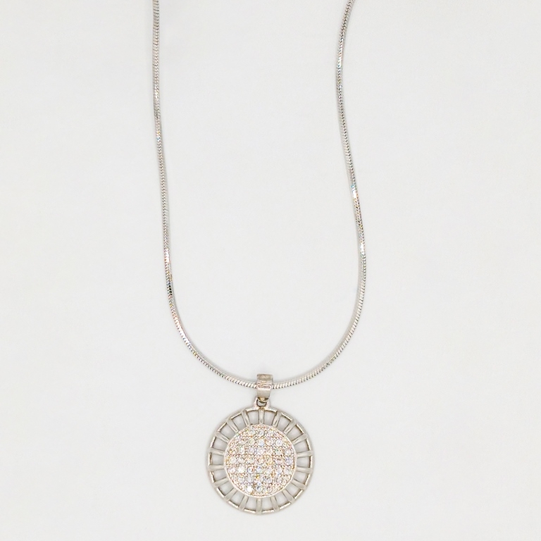 JEWELRY - NECKLACE - STAINLESS STEEL AND ZIRCON - CIRCLE К082-09 - 1.8x2.6cm NICKEL-TRANSPARENT - PACKAGE 6pcs.