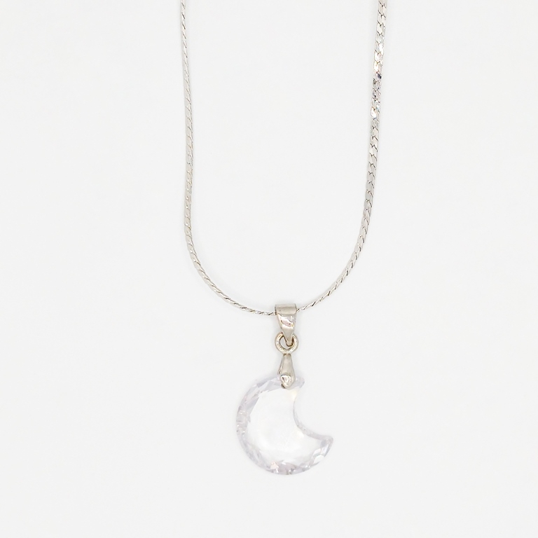 JEWELRY - NECKLACE - STAINLESS STEEL AND ZIRCON - MOON К066-04 - 1.6x2.8cm NICKEL-TRANSPARENT - PACKAGE 6pcs.