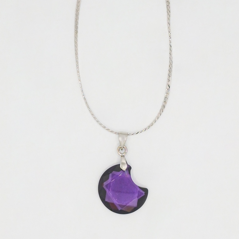 JEWELRY - NECKLACE - STAINLESS STEEL AND ZIRCON - MOON К066-04 - 2.0x3.0cm NICKEL-PURPLE (DARK) - PACKAGE 6pcs.