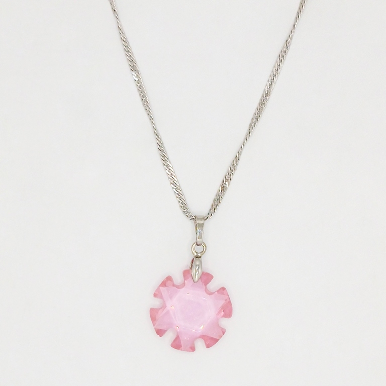 JEWELRY - NECKLACE - STAINLESS STEEL AND ZIRCON - FLOWER К063-01 - 2x3cm NICKEL-PINK - PACKAGE 6pcs.