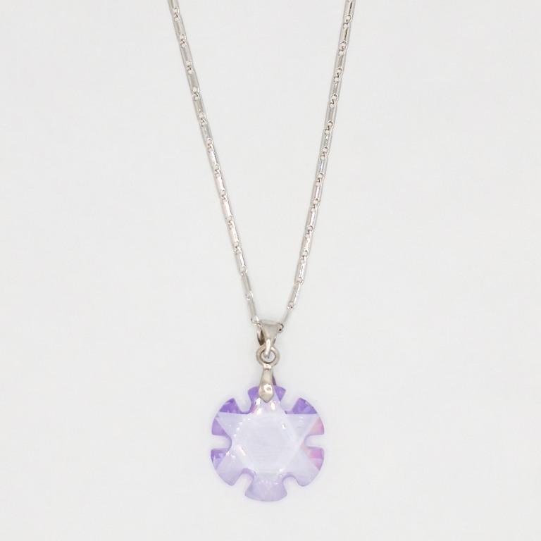 JEWELRY - NECKLACE - STAINLESS STEEL AND ZIRCON - FLOWER К063-02 - 2x3cm NICKEL-PURPLE - PACKAGE 6pcs.