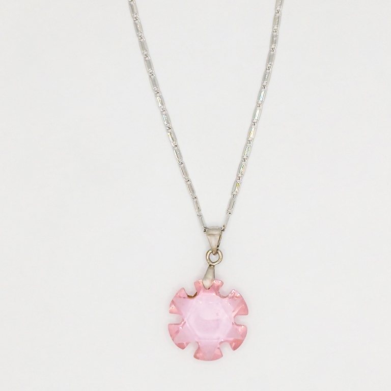 JEWELRY - NECKLACE - STAINLESS STEEL AND ZIRCON - FLOWER К063-02 - 2x3cm NICKEL-PINK - PACKAGE 6pcs.