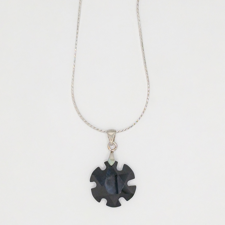 JEWELRY - NECKLACE - STAINLESS STEEL AND ZIRCON - FLOWER К063-04 - 2x3cm NICKEL-BLACK - PACKAGE 6pcs.