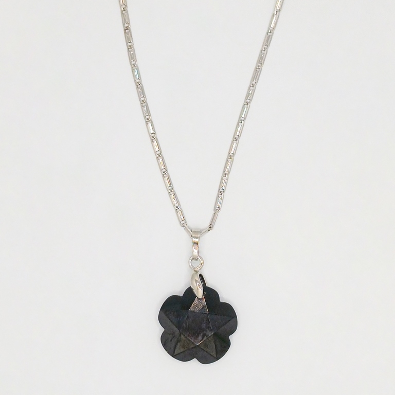 JEWELRY - NECKLACE - STAINLESS STEEL AND ZIRCON - FLOWER К069-02 - 1.8x3.0cm NICKEL-BLACK - PACKAGE 6pcs.