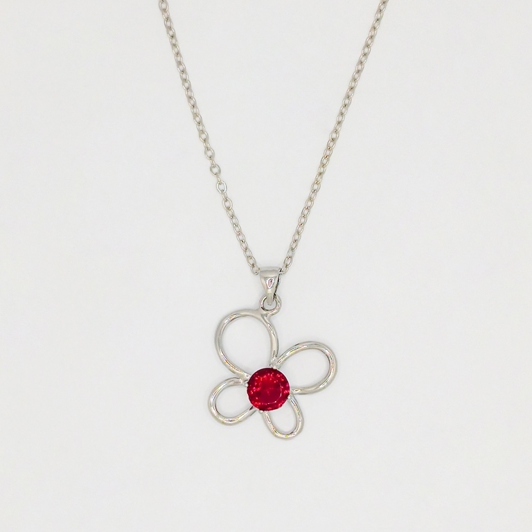 JEWELRY - NECKLACE - STAINLESS STEEL AND ZIRCON - FLOWER К078-05 - 2.2x2.8cm NICKEL-RED - PACKAGE 6pcs.