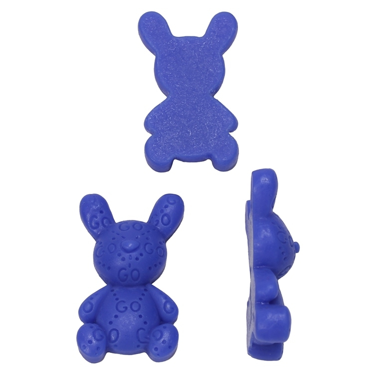 PLASTIC BEADS - RESIN 3D - FOR GLUING - RABBIT 09 - 20x32x9мм BLUE - PACKAGE 30pcs.