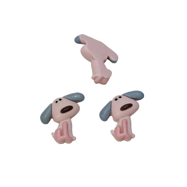 PLASTIC BEADS - RESIN 3D - FOR GLUING - PUPPY 02 - 15x21x7мм PINK (LIGHT) AND GRAY (LIGHT) - PACKAGE 30pcs.