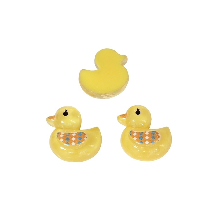 PLASTIC BEADS - RESIN 3D - FOR GLUING - DUCKS 02 TRANSPARENT - 18x19x8мм YELLOW AND ORANGE - PACKAGE 30pcs.