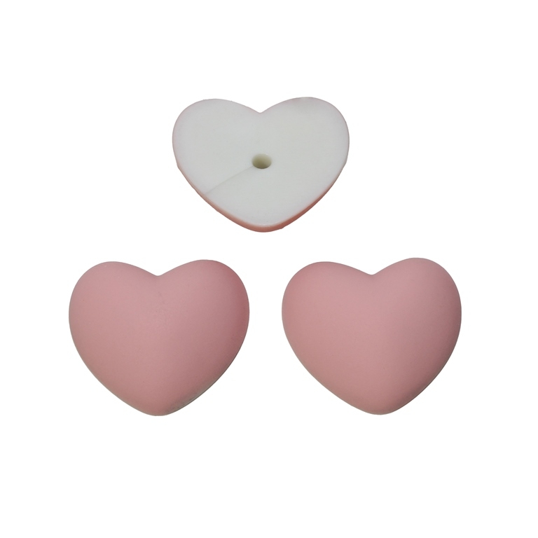 PLASTIC BEADS - RESIN 3D - FOR GLUING - HEART 15 - 24x22x8мм PINK (LIGHT) - PACKAGE 40pcs.