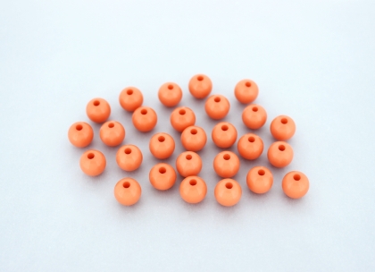 OPAQUE PLASTIC BEADS - BALL - 8mm CORAL ORANGE С09 - PACKAGE 500g Hole-1.8mm (1876pcs.)