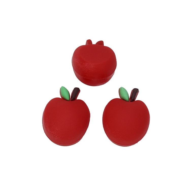 PLASTIC BEADS - SILICONE 3D - FOR GLUING - APPLE 03 - 17x22x13мм RED (DARK) AND GREEN (LIGHT) - PACKAGE 30pcs.