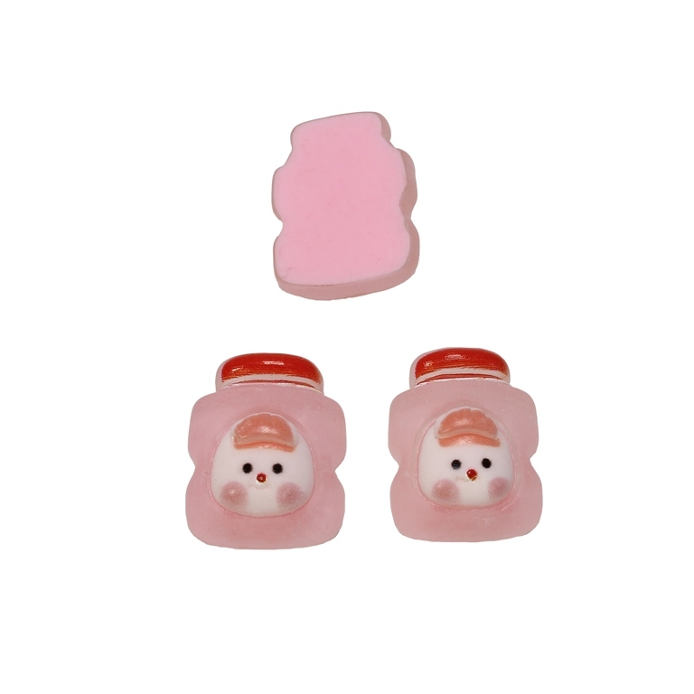 PLASTIC BEADS - RESIN 3D - FOR GLUING - JAR WITH FACE 01 TRANSPARENT - 16x21x8мм PINK (LIGHT) - PACKAGE 40pcs.