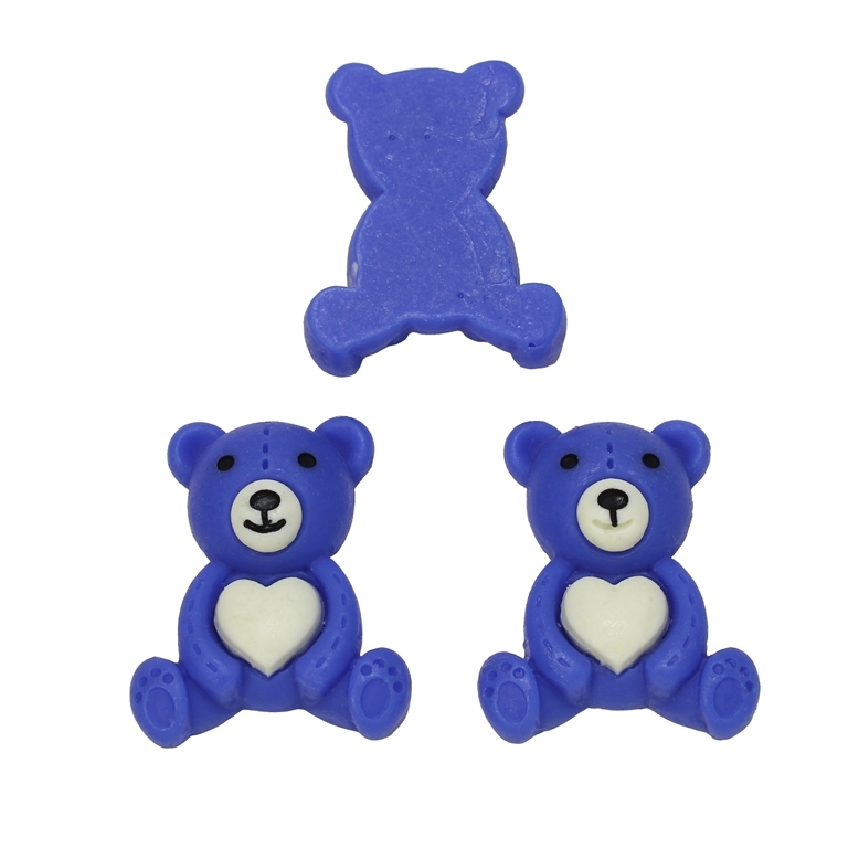 PLASTIC BEADS - RESIN 3D - FOR GLUING - BEAR 23 - 23x29x8мм BLUE (DARK) AND WHITE - PACKAGE 20pcs.