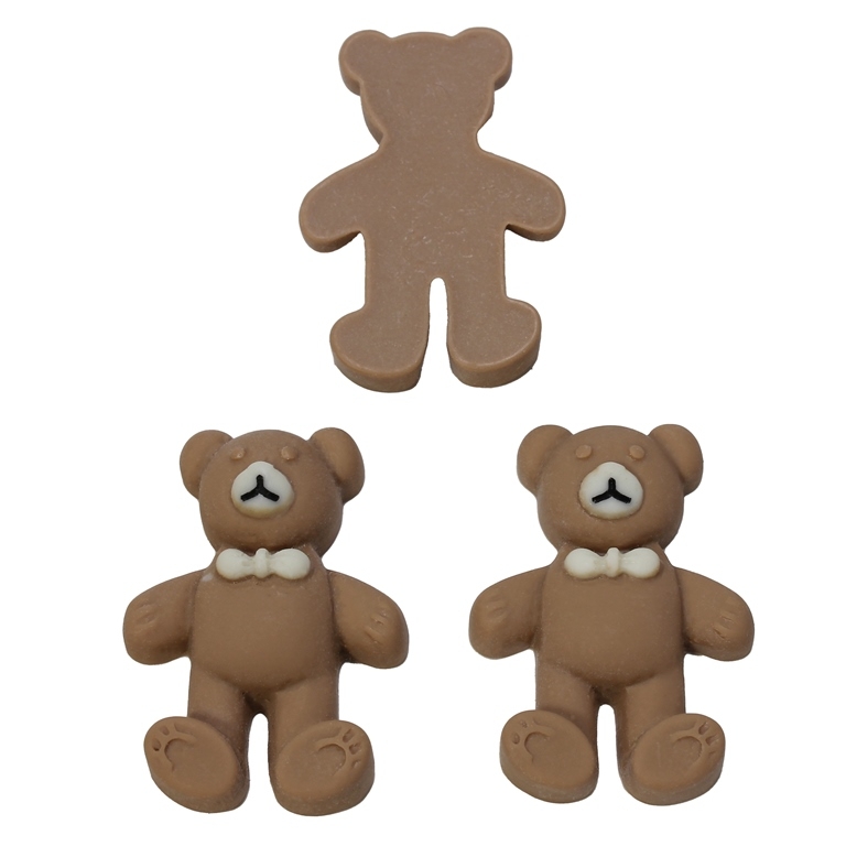 PLASTIC BEADS - RESIN 3D - FOR GLUING - BEAR 24 - 25x35x9мм BROWN (LIGHT) - PACKAGE 25pcs.