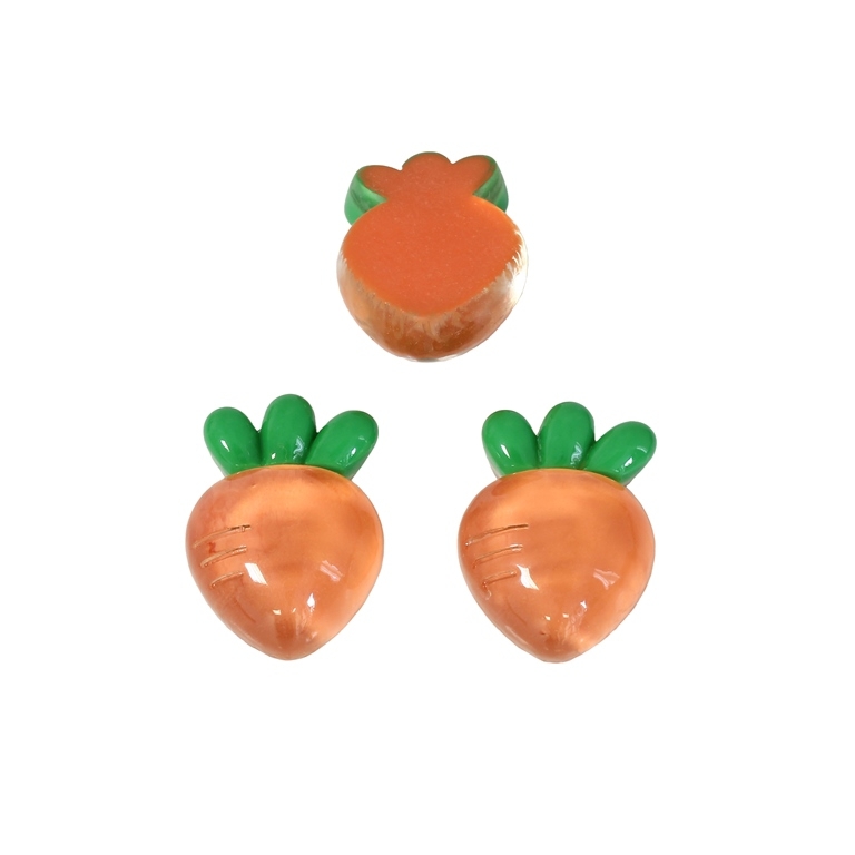 PLASTIC BEADS - RESIN 3D - FOR GLUING - CARROT 04 TRANSPARENT - 16x23x10мм ORANGE (DARK) - PACKAGE 40pcs.