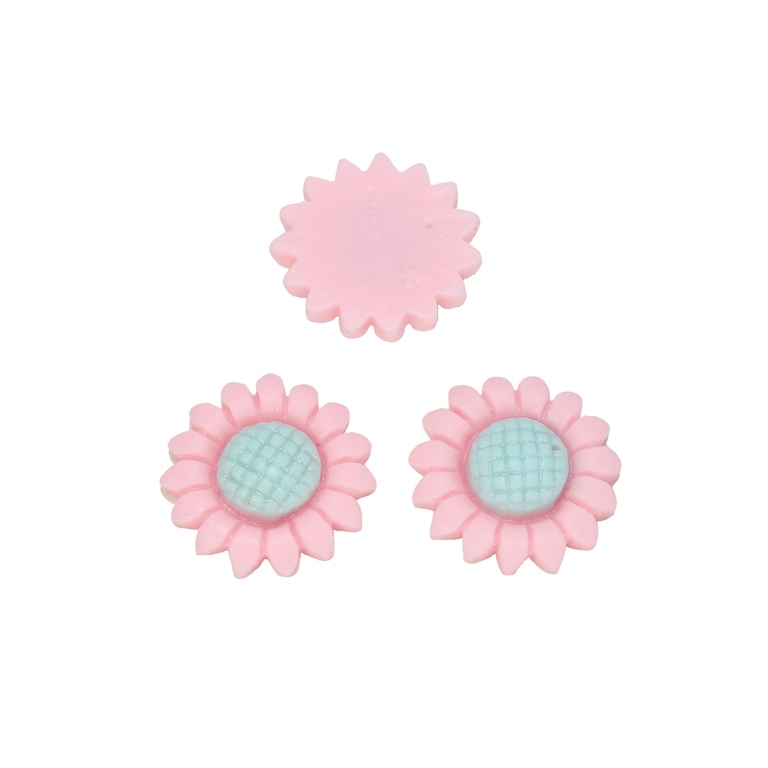 PLASTIC BEADS - RESIN 3D - FOR GLUING - FLOWER 07 - 20x5мм PINK (LIGHT)-BLUE (LIGHT) - PACKAGE 50pcs.