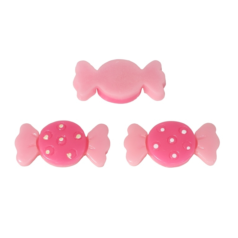 PLASTIC BEADS - RESIN 3D - FOR GLUING - CANDY 01 - 29x15x6mm PINK AND PINK (LIGHT) - PACKAGE 40pcs.