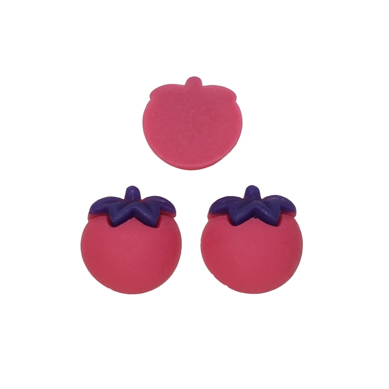 PLASTIC BEADS - RESIN 3D - FOR GLUING - TOMATO 03 - 19x20x6mm CYCLAMEN (DARK) AND PURPLE (DARK) - PACKAGE 50pcs.