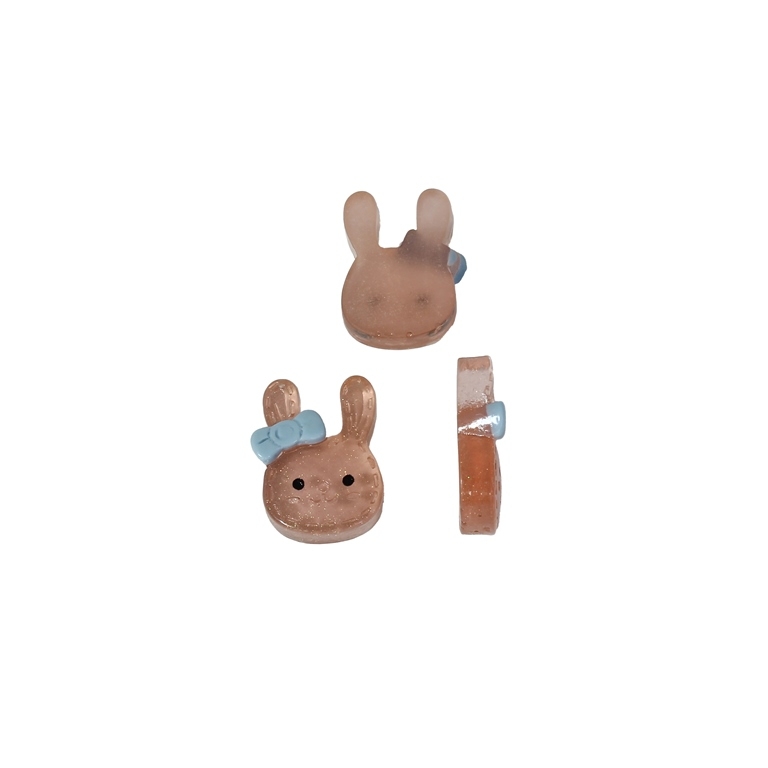 PLASTIC BEADS - RESIN 3D - FOR GLUING - BUNNY 02 TRANSPARENT - 12x16x5mm BROWN (LIGHT) AND BLUE (LIGHT) - PACKAGE 40pcs.