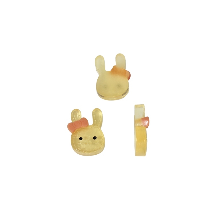 PLASTIC BEADS - RESIN 3D - FOR GLUING - BUNNY 02 TRANSPARENT - 12x16x5mm ORANGE (LIGHT) AND PEACH - PACKAGE 40pcs.