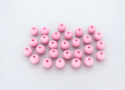 OPAQUE PLASTIC BEADS - BALL - 8mm PINK С02 - PACKAGE 500g Hole-1.8mm (1980pcs.)