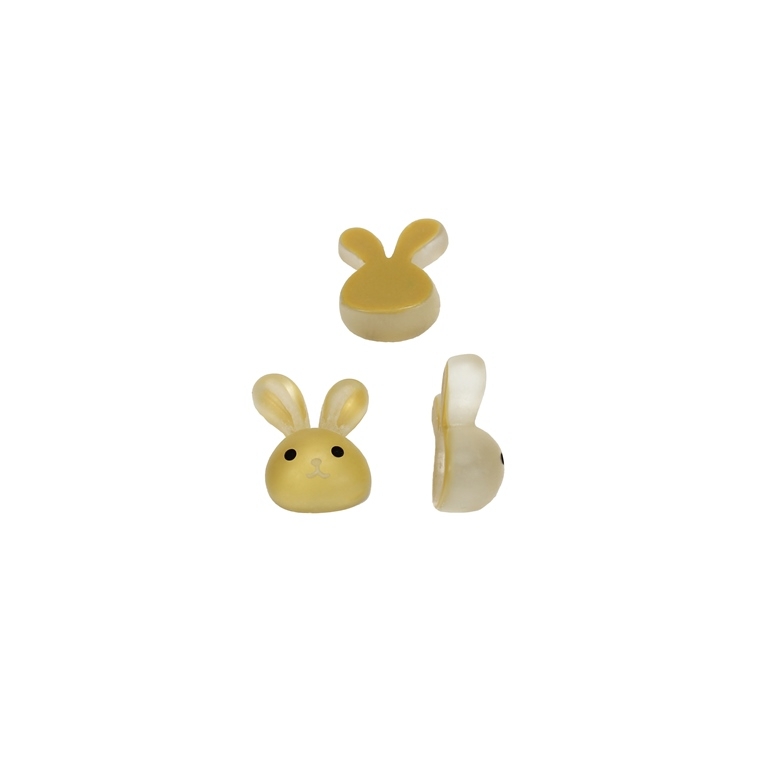 PLASTIC BEADS - RESIN 3D - FOR GLUING - BUNNY 03 TRANSPARENT - 11x13x6mm YELLOW - PACKAGE 50pcs.