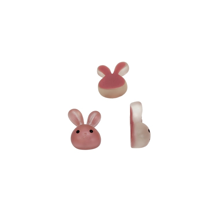 PLASTIC BEADS - RESIN 3D - FOR GLUING - BUNNY 03 TRANSPARENT - 11x13x6mm ROSE DUST - PACKAGE 50pcs.