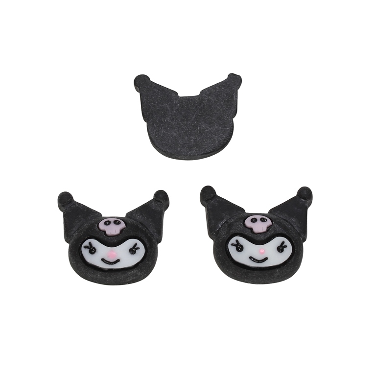 PLASTIC BEADS - RESIN 3D - FOR GLUING - CAT WITH SKULL 01 - 22x18x6mm BLACK AND PINK (LIGHT) - PACKAGE 40pcs.