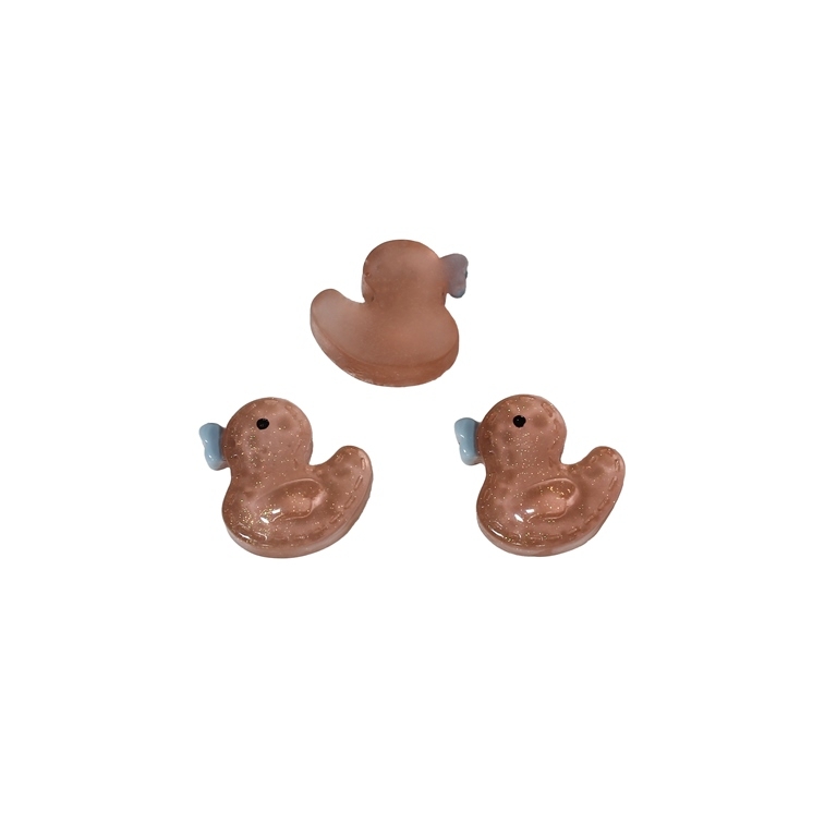 PLASTIC BEADS - RESIN 3D - FOR GLUING - DUCK 04 TRANSPARENT - 15x14x5mm BROWN (LIGHT) AND BLUE (LIGHT) - PACKAGE 50pcs.