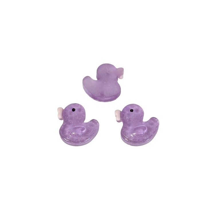 PLASTIC BEADS - RESIN 3D - FOR GLUING - DUCK 04 TRANSPARENT - 15x14x5mm PURPLE (DARK) AND PINK (LIGHT) - PACKAGE 50pcs.