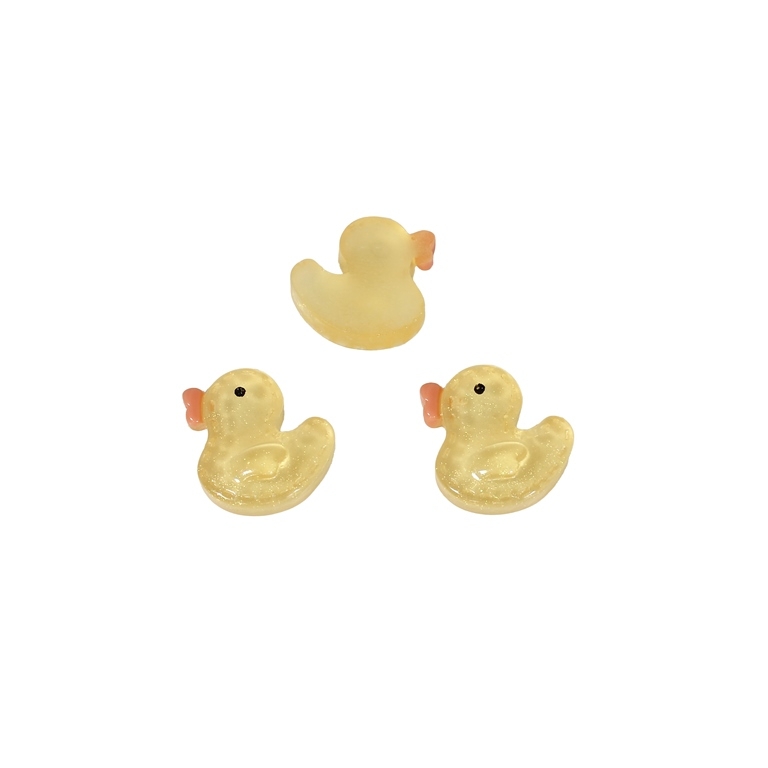 PLASTIC BEADS - RESIN 3D - FOR GLUING - DUCK 04 TRANSPARENT - 15x14x5mm ORANGE (LIGHT) AND PEACH - PACKAGE 50pcs.