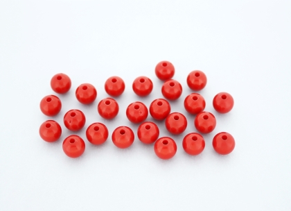 OPAQUE PLASTIC BEADS - BALL - 8mm RED С07 - PACKAGE 500g Hole-1.8mm (1917pcs.)