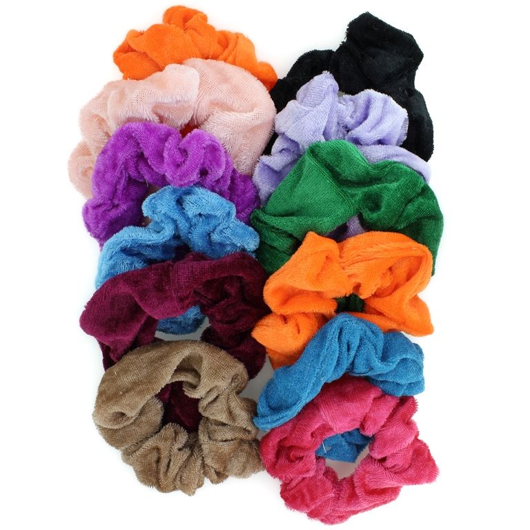 JEWELRY - ACCESSORY FOR HAIR - SCRUNCHIE - PLUSH - 10cm MIX 10 - PACKAGE (12 pcs.)