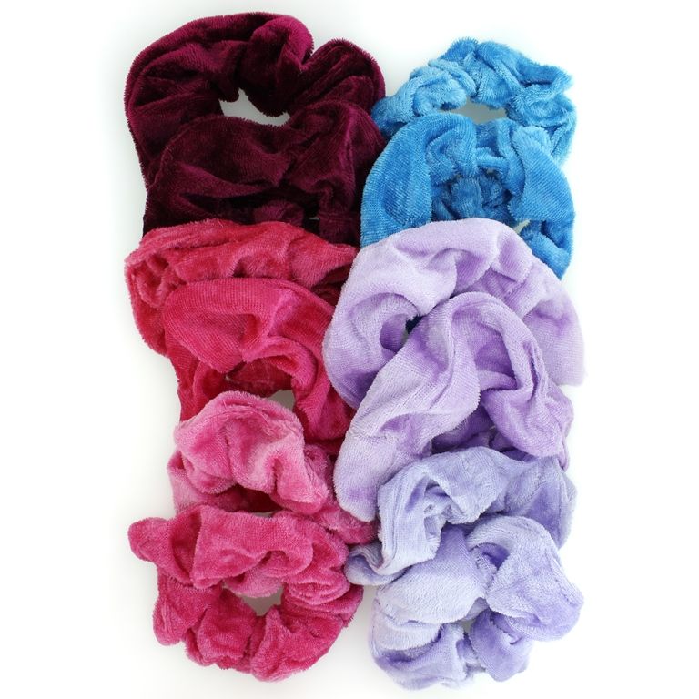 JEWELRY - ACCESSORY FOR HAIR - SCRUNCHIE - PLUSH - 10cm MIX 13 - PACKAGE (12 pcs.)