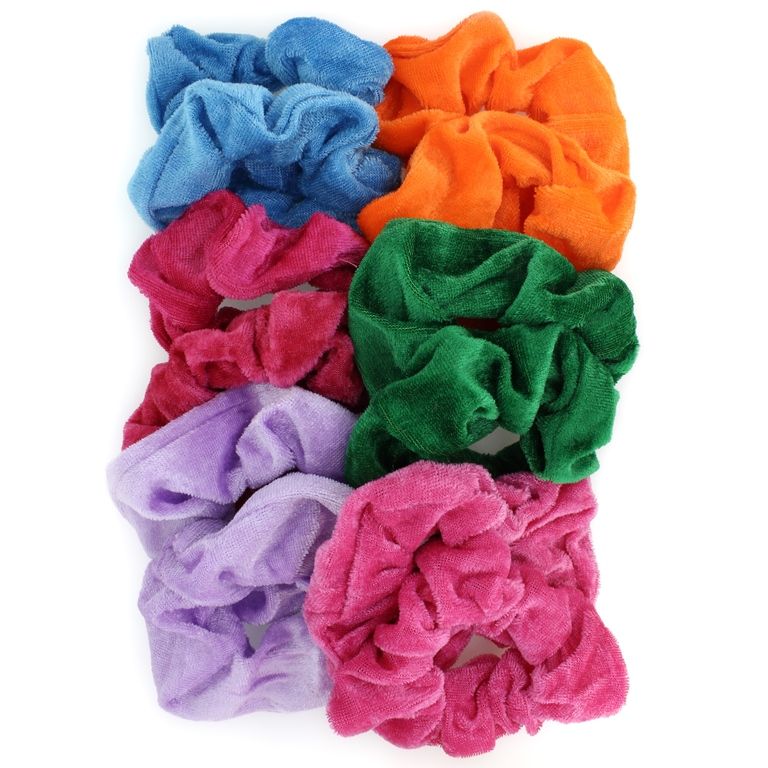 JEWELRY - ACCESSORY FOR HAIR - SCRUNCHIE - PLUSH - 10cm MIX 14 - PACKAGE (12 pcs.)