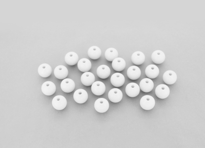 OPAQUE PLASTIC BEADS - BALL - 8mm WHITE С01 - PACKAGE 500g Hole-1.8mm (1983pcs.)