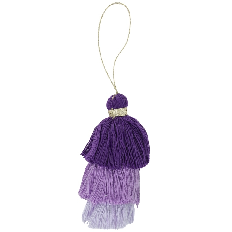 TEXTILE BEADS - TASSEL COTTON - THREE-LAYER - 8cm PURPLE (DARK)-PURPLE-PURPLE (LIGHT) 52 - 2pcs.