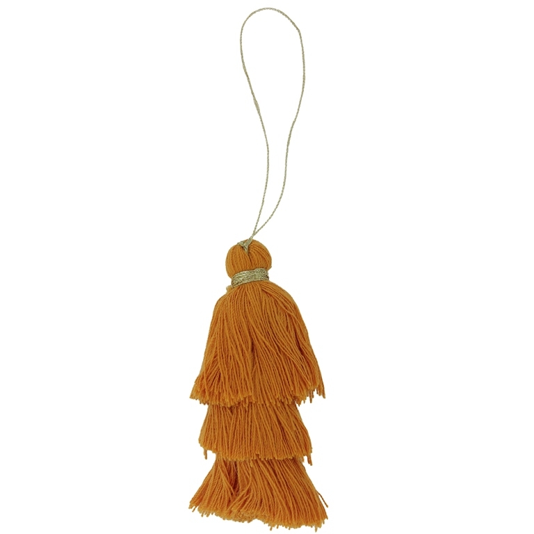 TEXTILE BEADS - TASSEL COTTON - THREE-LAYER - 8cm ORANGE 69 - 2pcs.