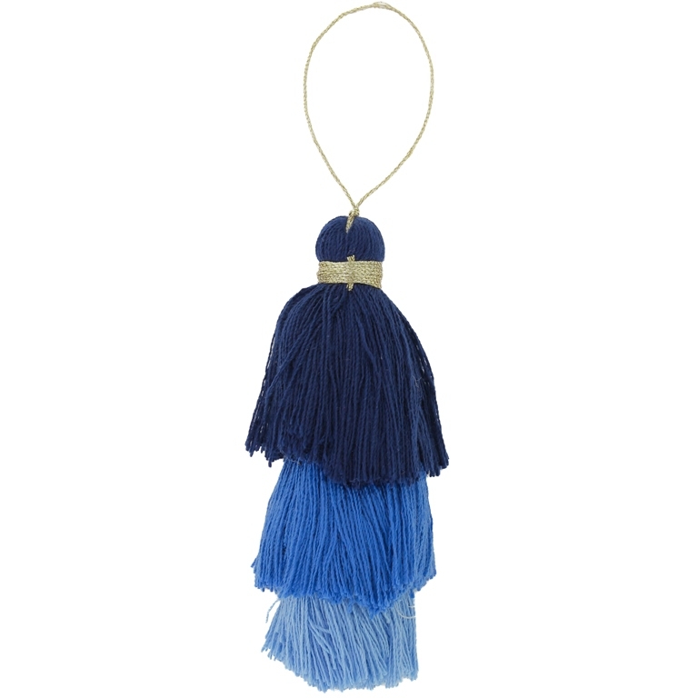 TEXTILE BEADS - TASSEL COTTON - THREE-LAYER - 8cm BLUE (DARK)-BLUE-BLUE (LIGHT) 43 - 2pcs.