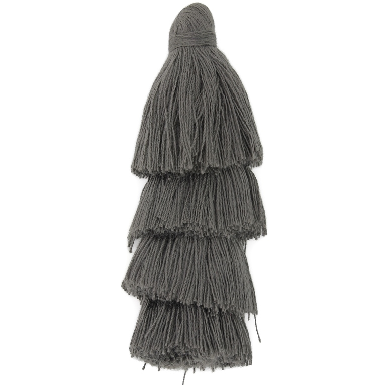 TEXTILE BEADS - TASSEL COTTON - FOUR-LAYER - 8cm GRAY (DARK) 71 - 1pc.