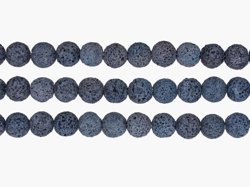 NATURAL STONE BEADS - LAVA STONE BLUE 02 - 10mm - PACKAGE (3x38pcs.) Hole-1.2mm