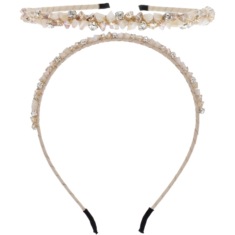 JEWELRY - ACCESSORY FOR HAIR - TIARA WITH CRYSTALS D023 - METAL AND GLASS - BEIGE - 1pc.