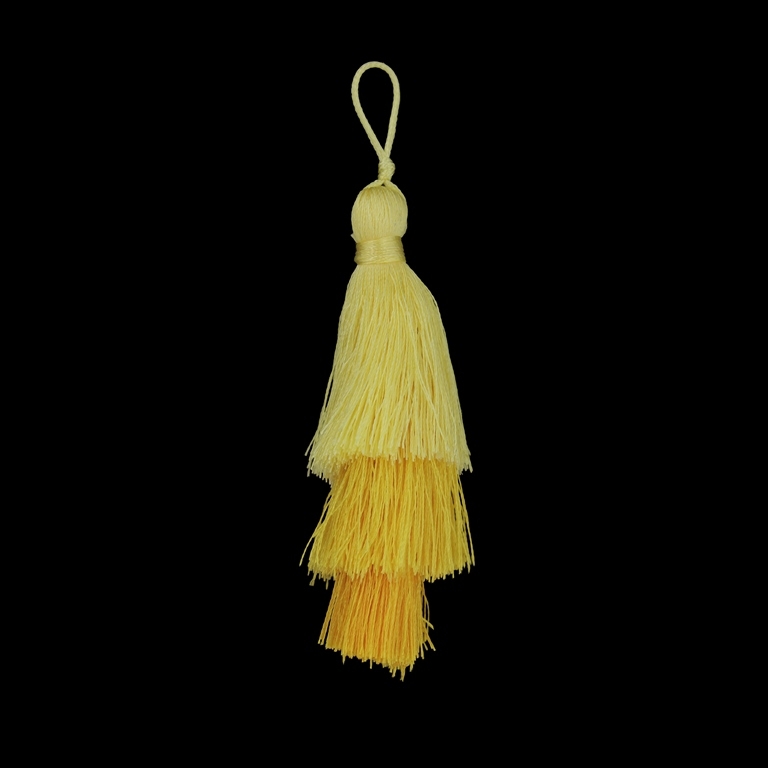 TEXTILE BEADS - TASSEL POLYESTER - THREE-LAYER - 7cm YELLOW (LIGHT)-YELLOW (DARK)-ORANGE (LIGHT) 79 - PACKAGE 20pcs.