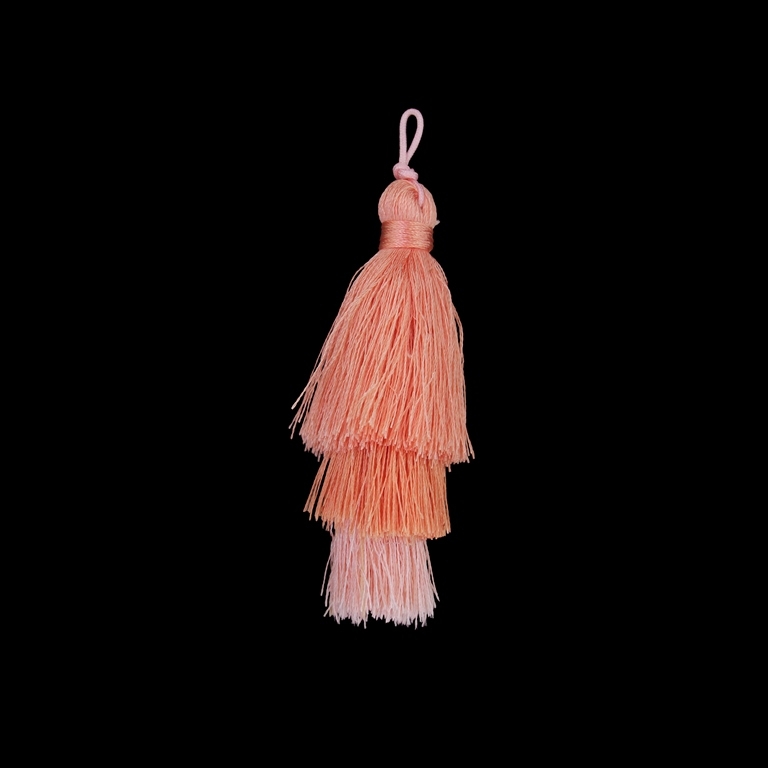 TEXTILE BEADS - TASSEL POLYESTER - THREE-LAYER - 7cm CORAL (LIGHT)-CORAL (LIGHT)-PINK (LIGHT) 90 - 2pcs.