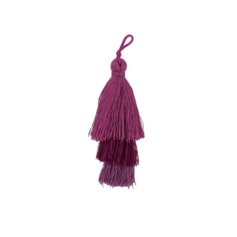 TEXTILE BEADS - TASSEL POLYESTER - THREE-LAYER - 7cm ROSE DUST-CYCLAMEN (DARK)-ROSE DUST (DARK) 93 - PACKAGE 20pcs.