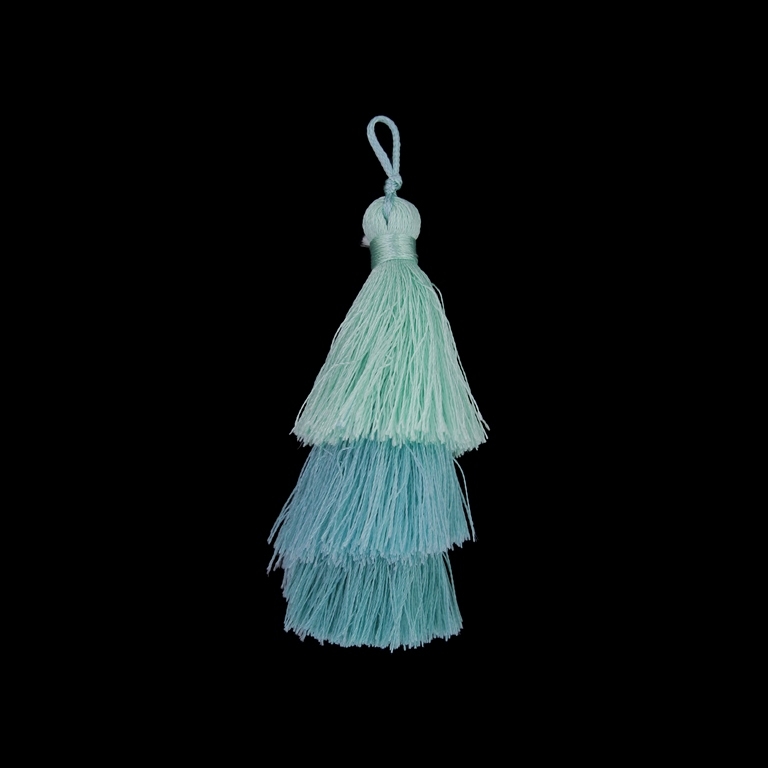 TEXTILE BEADS - TASSEL POLYESTER - THREE-LAYER - 7cm RESEDA-TURQUOISE (LIGHT)-TURQUOISE (LIGHT) 97 - 2pcs.